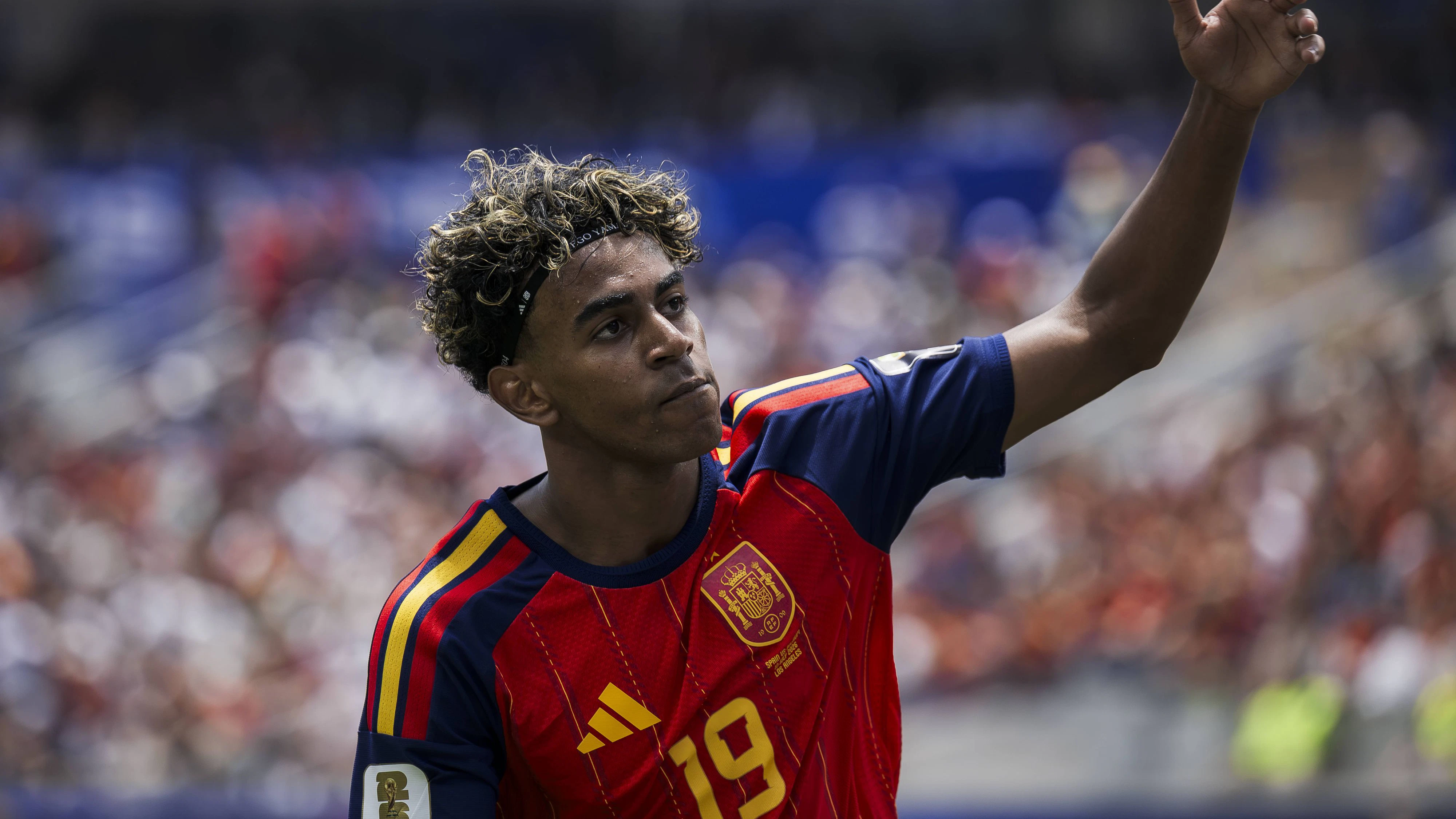 Spain v Belgium - FIFA World Cup, WM, Weltmeisterschaft, Fussball 2026 Lamine Yamal of Spain reacts during the FIFA World Cup 2026 quarter final football match between Spain and Belgium. Spain won 2-1 over Belgium. Inglewood United States Copyright: xNicolòxCampox