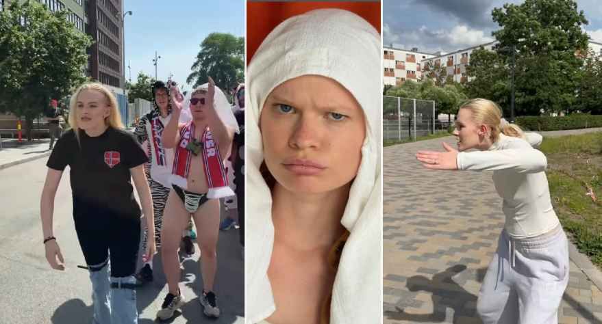 Julia Grop und Anastasia Kostromitina brillieren als Haaland-Imitatoren.