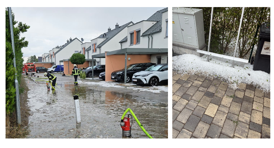 Die Unwetter in Wr. Neustadt hielten die Feuerwehren am Dienstag im Dauereinsatz.