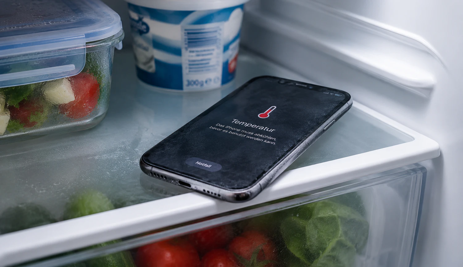 Ein überhitztes Smartphone braucht Abkühlung – aber bitte nicht im Kühlschrank.