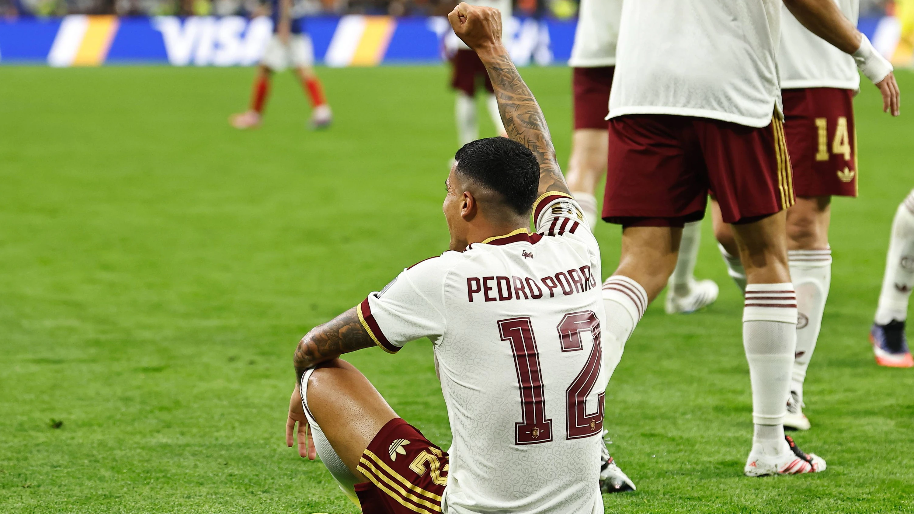 Pedro Porro ESP, JULY 14, 2026 - Football / Soccer : Pedro Porro celebrate after his goal during FIFA World Cup, WM, Weltmeisterschaft, Fussball 2026 Semi-finals match between France - Spain at the Dallas Stadium in Arlington, United States. Noxthirdxpartyxsales PUBLICATIONxNOTxINxJPN aflo_338045900 MutsuxKawamorix