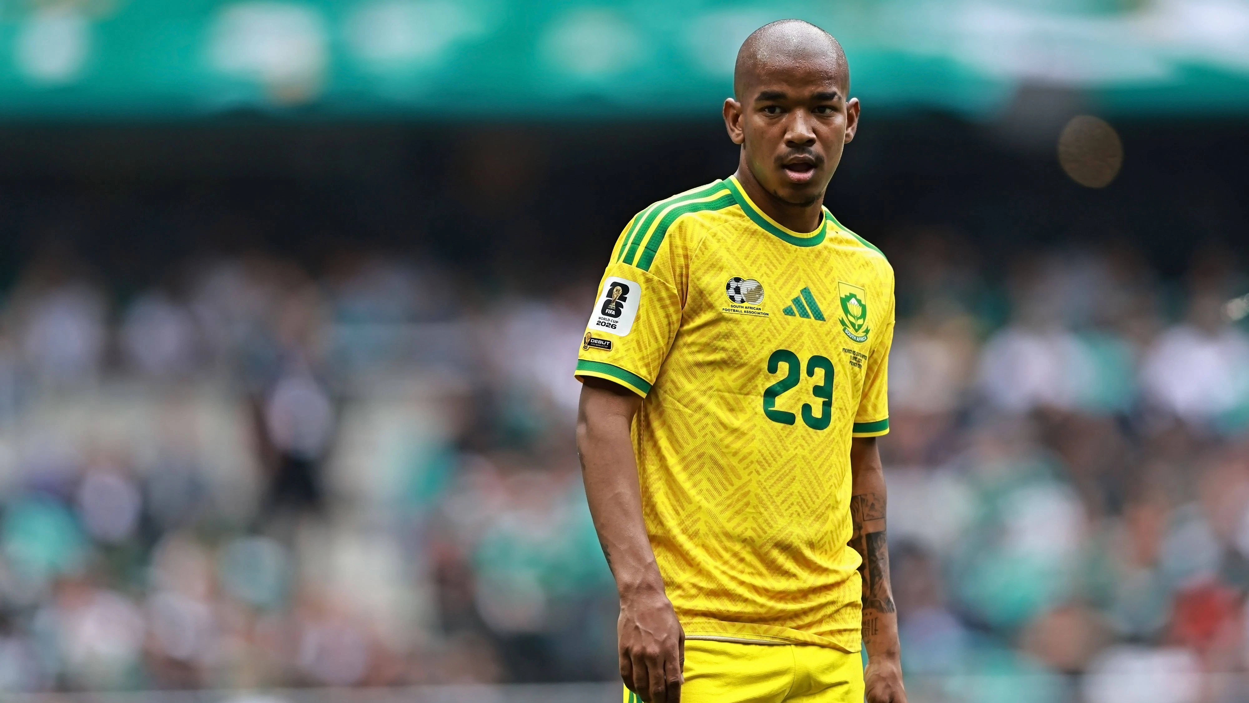 June 11, 2026, Mexico City, Mexico City, Mexico: Jayden Adams of South Africa looks on during the match between Mexico and South Africa for the 1st round of the group A of the FIFA World Cup, WM, Weltmeisterschaft, Fussball 2026, at Mexico City Stadium, in Mexico City, Mexico on June 11, 2026. Mexico City Mexico - ZUMAh208 20260611_zsp_h208_005 Copyright: xHeulerxAndreyx