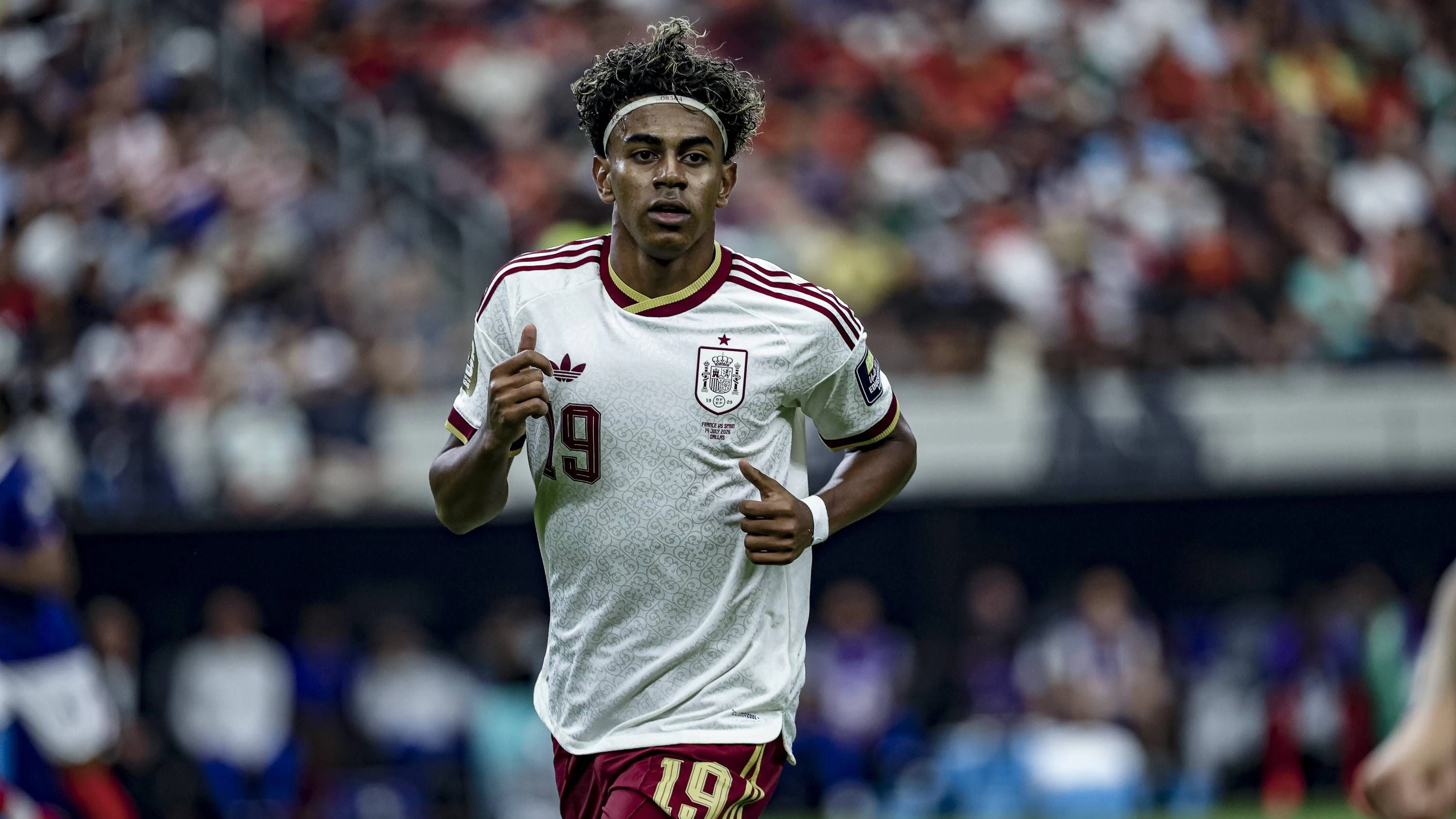 RECORD DATE NOT STATED A match between Spain and France for a place in the 2026 World Cup final. Arlington USA, 07/14/2026 Football/World Cup 2026/France vs Spain Lamine Yamal at the match between Spain and France for the semi-final of the FIFA World Cup, WM, Weltmeisterschaft, Fussball 2026, held at Dallas Stadium, in Dallas, on Tuesday July 14, 2026.Foto: Pedro Paulo Diaz/Thenews2/imago images SPO PUBLICATIONxNOTxINxUSA Copyright: xPedroxPauloxDiazx