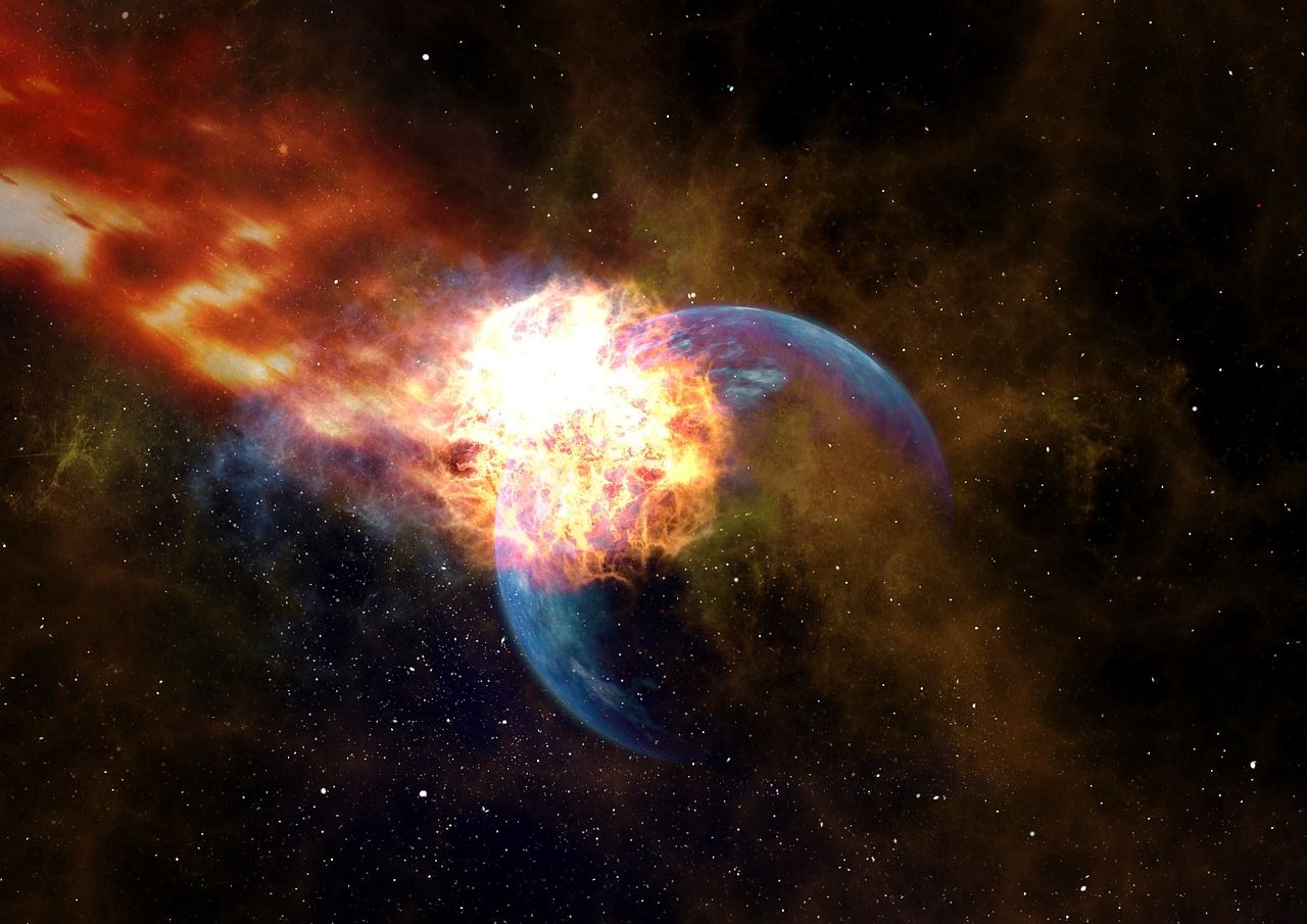 Meteoriteneinschlag auf dem Planeten