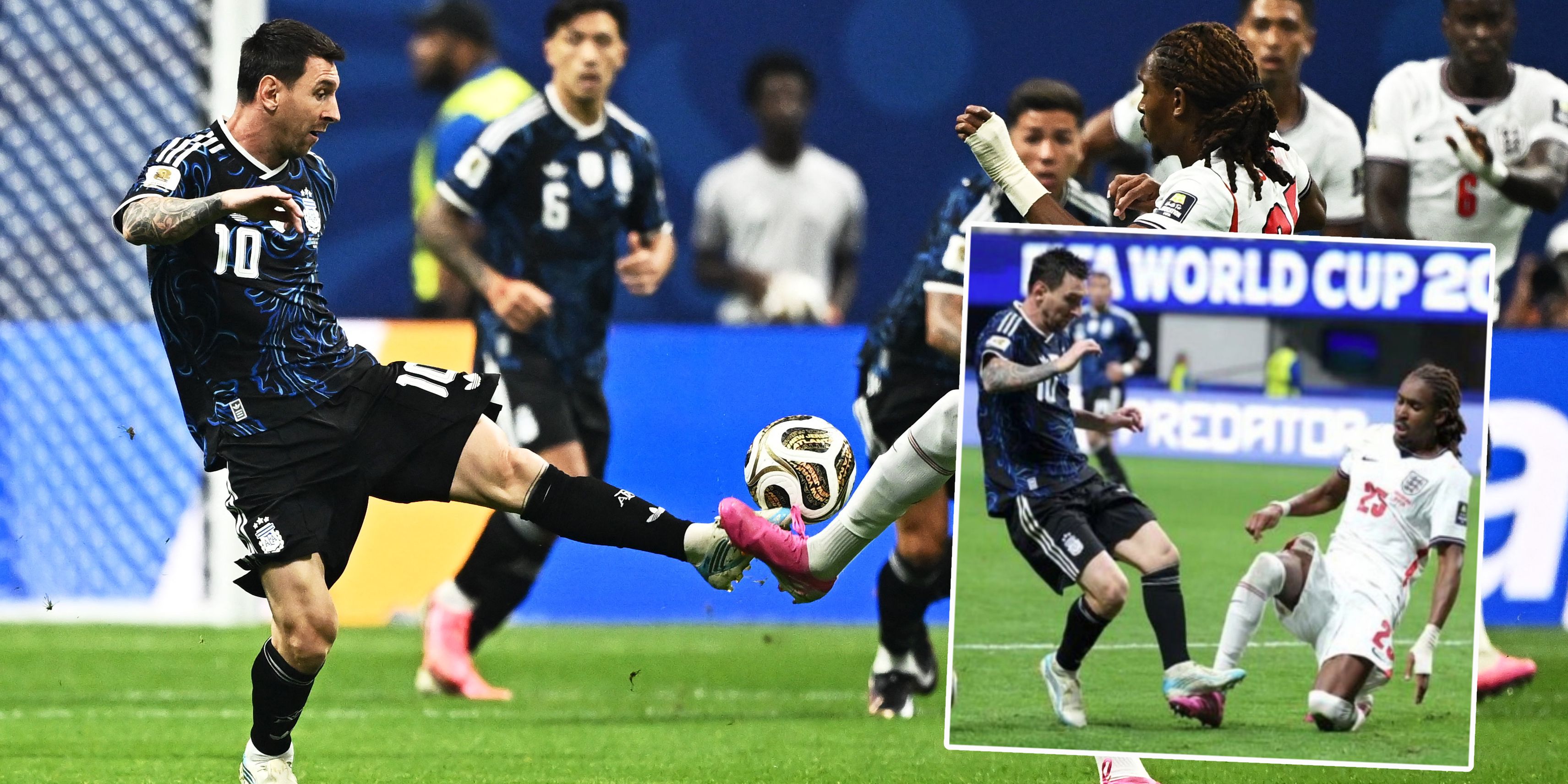 Lionel Messi stieg Djed Spence auf den Fuß