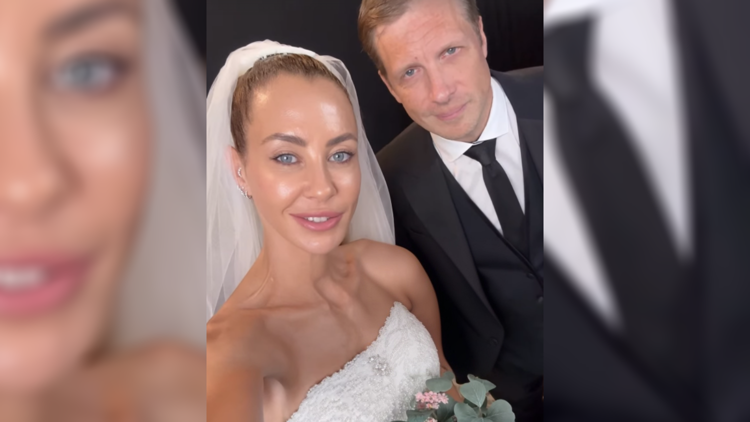 Oliver Pocher und seine Ex Sandy präsentieren sich im Brautpaar-Look.