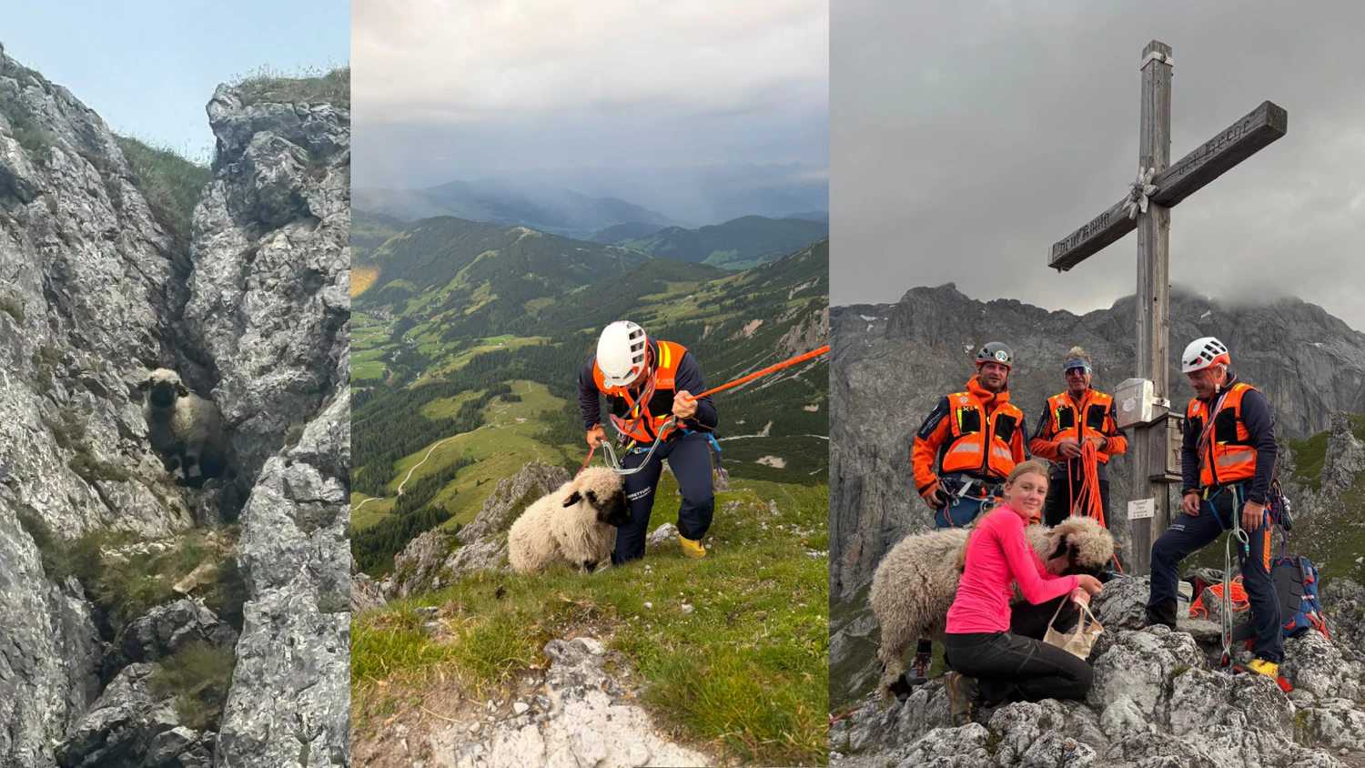 Nach der geglückten Rettung gab es ein gemeinsames Foto am Gipfel. 