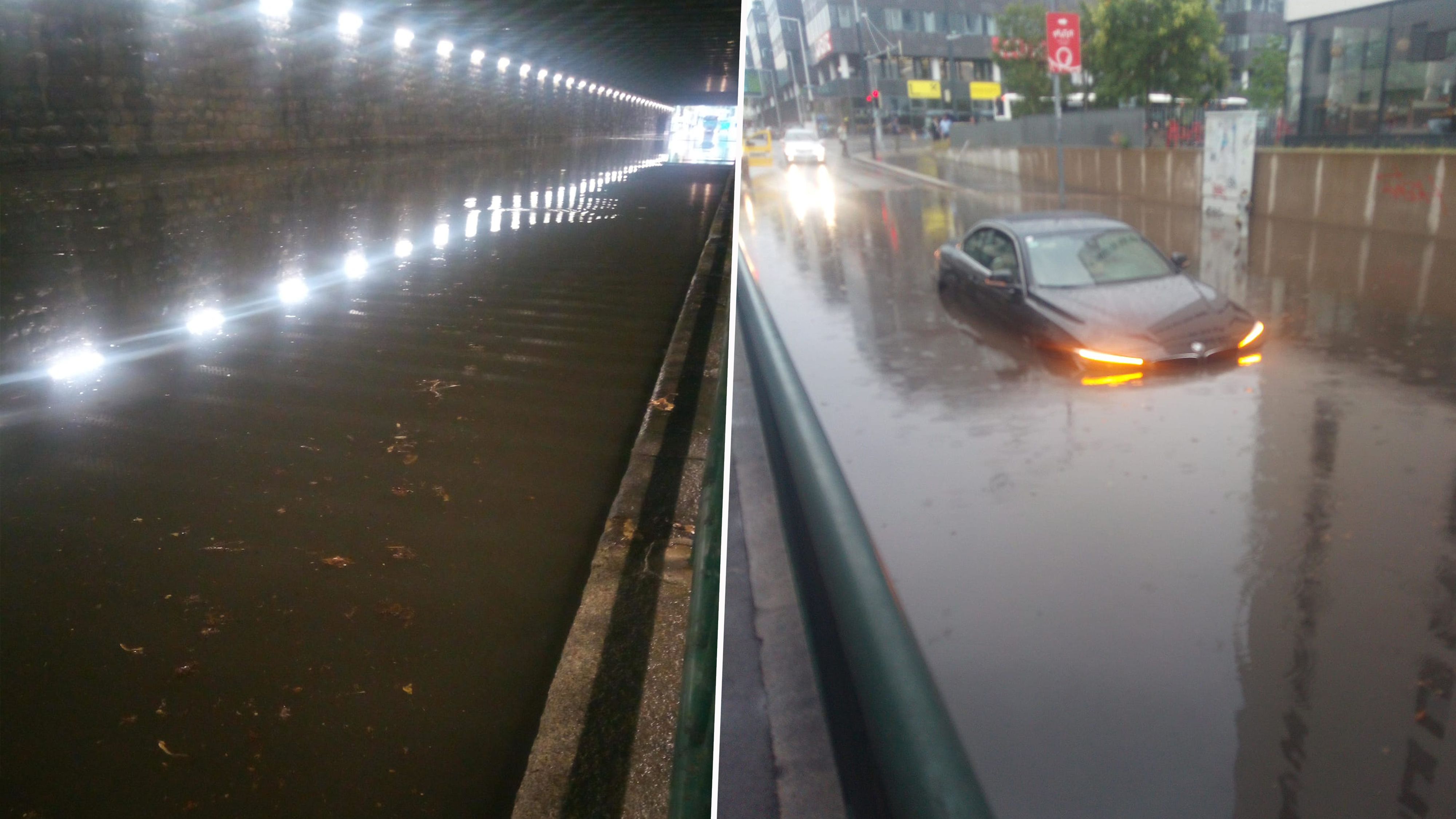 Starkregen setzte am Freitagnachmittag in Wien und Niederösterreich ein. Vor allem in Döbling kämpfen Autofahrer gegen die Wassermassen.