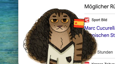 Cucurella als Comic-Katze