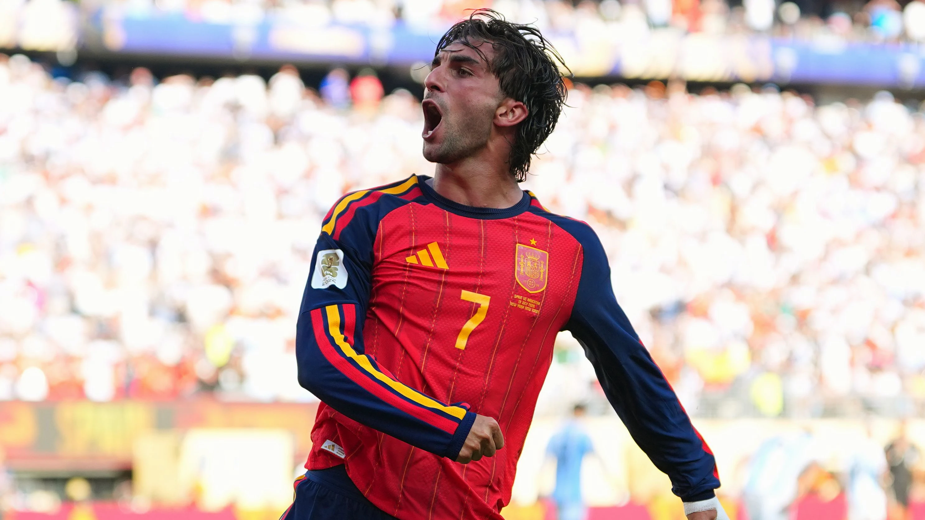 Ferran Torres jubelt nach seinem Tor im WM-Finale zwischen Spanien und Argentinien.