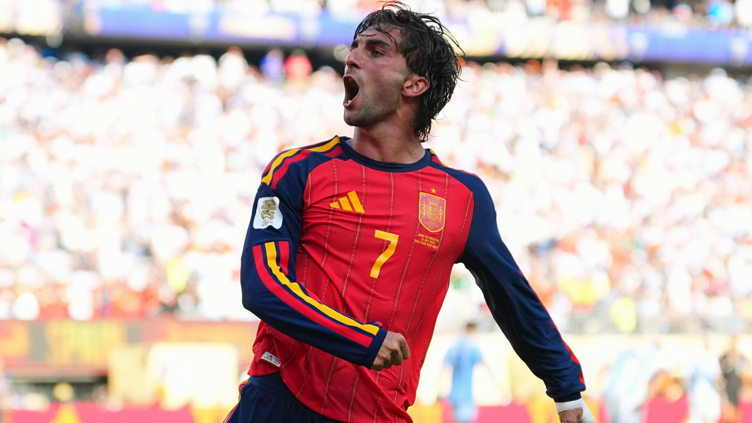 Ferran Torres jubelt nach seinem Tor im WM-Finale zwischen Spanien und Argentinien.