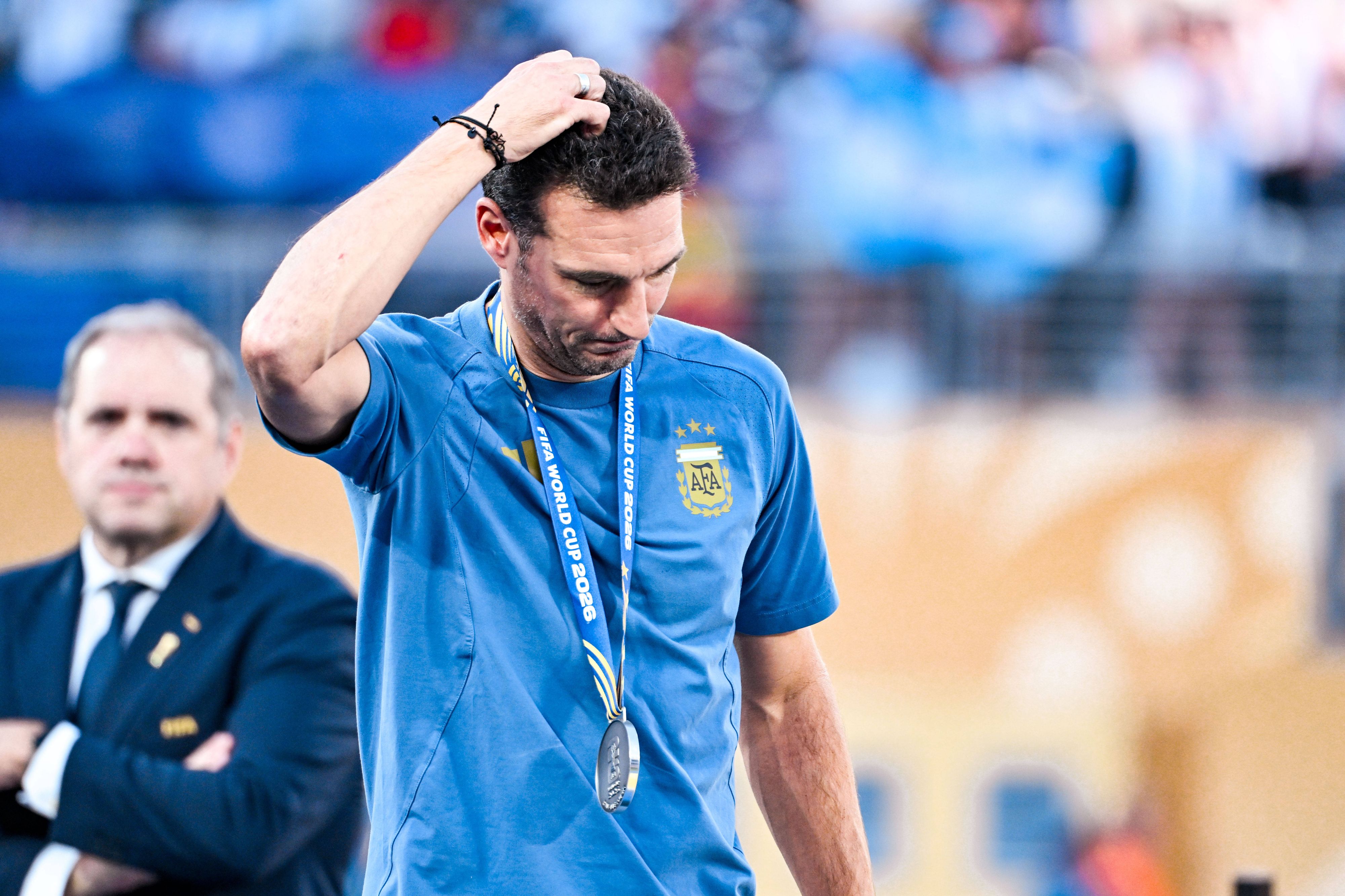 Lionel Scaloni ist nach dem verlorenen Finale traurig.