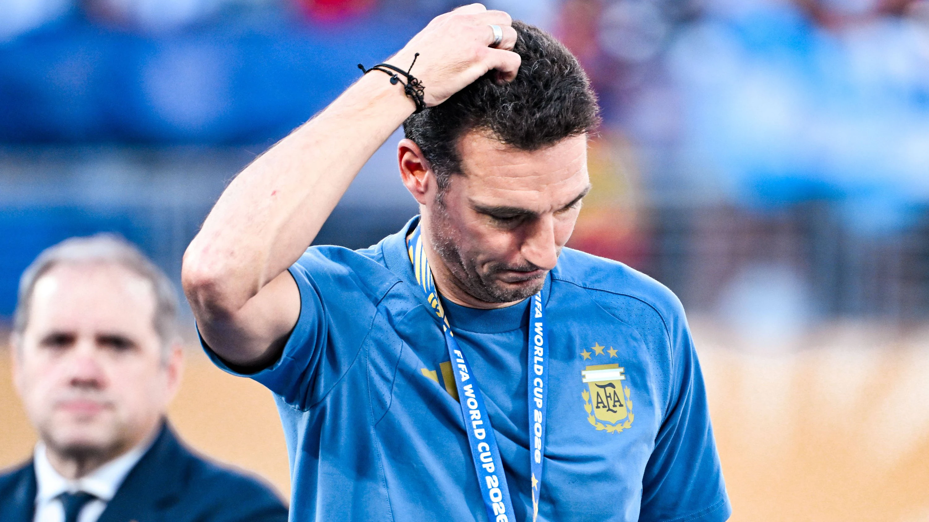 Lionel Scaloni ist nach dem verlorenen Finale traurig.