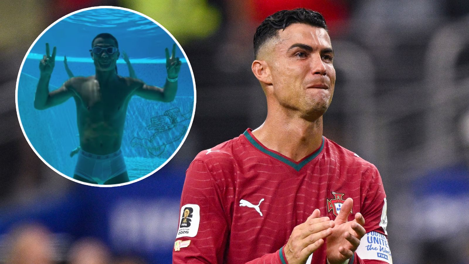Christiano Ronaldo genießt seine Zeit im Pool. 