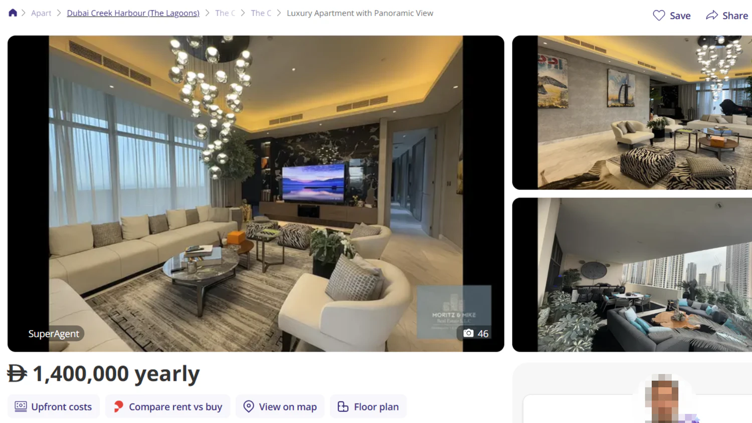 Die Anzeige des Geissens-Apartment findet sich auf "propertyfinder.ae".