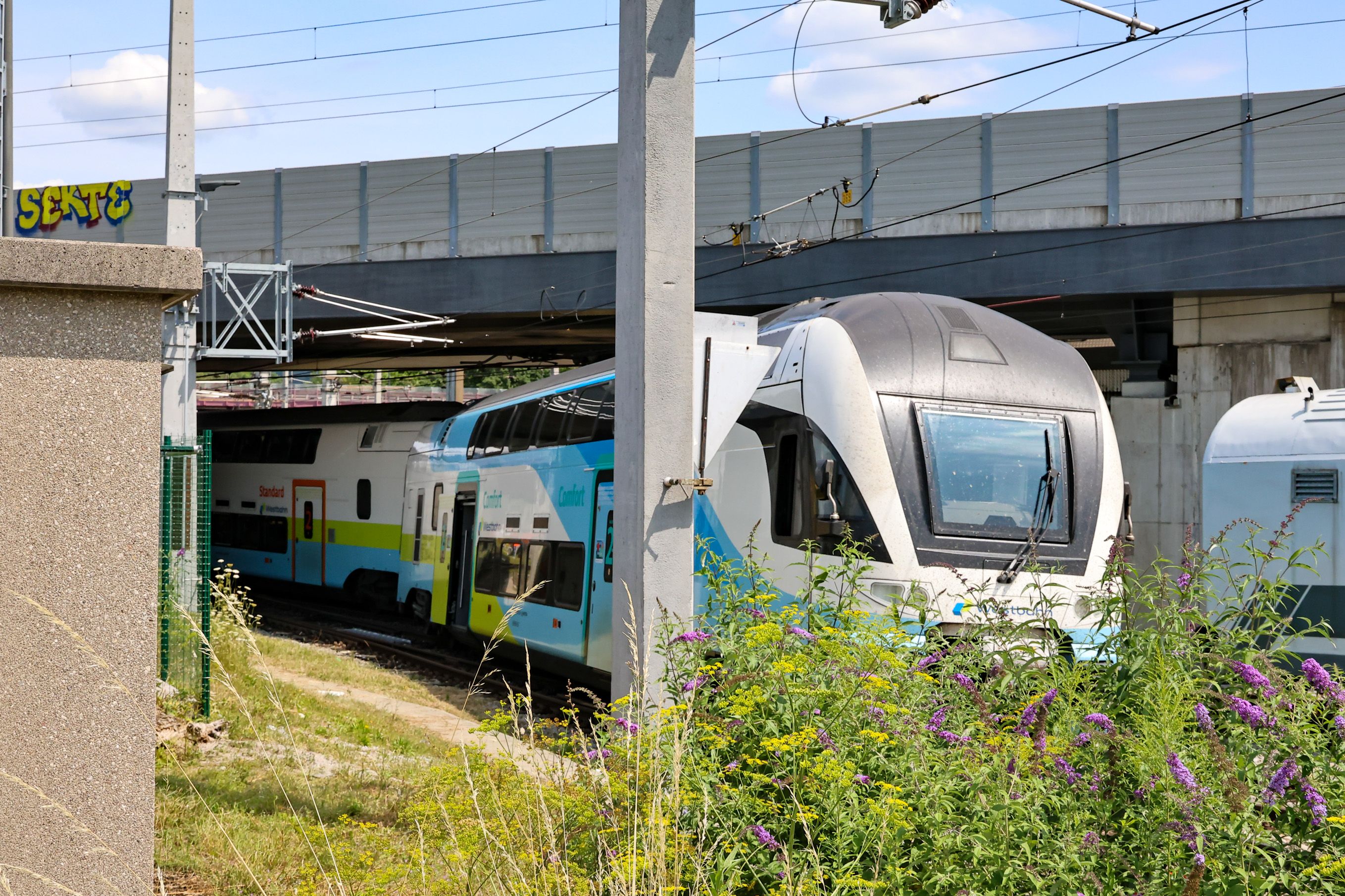 Westbahn-Garnitur am Salzburger Hauptbahnhof entgleist. 