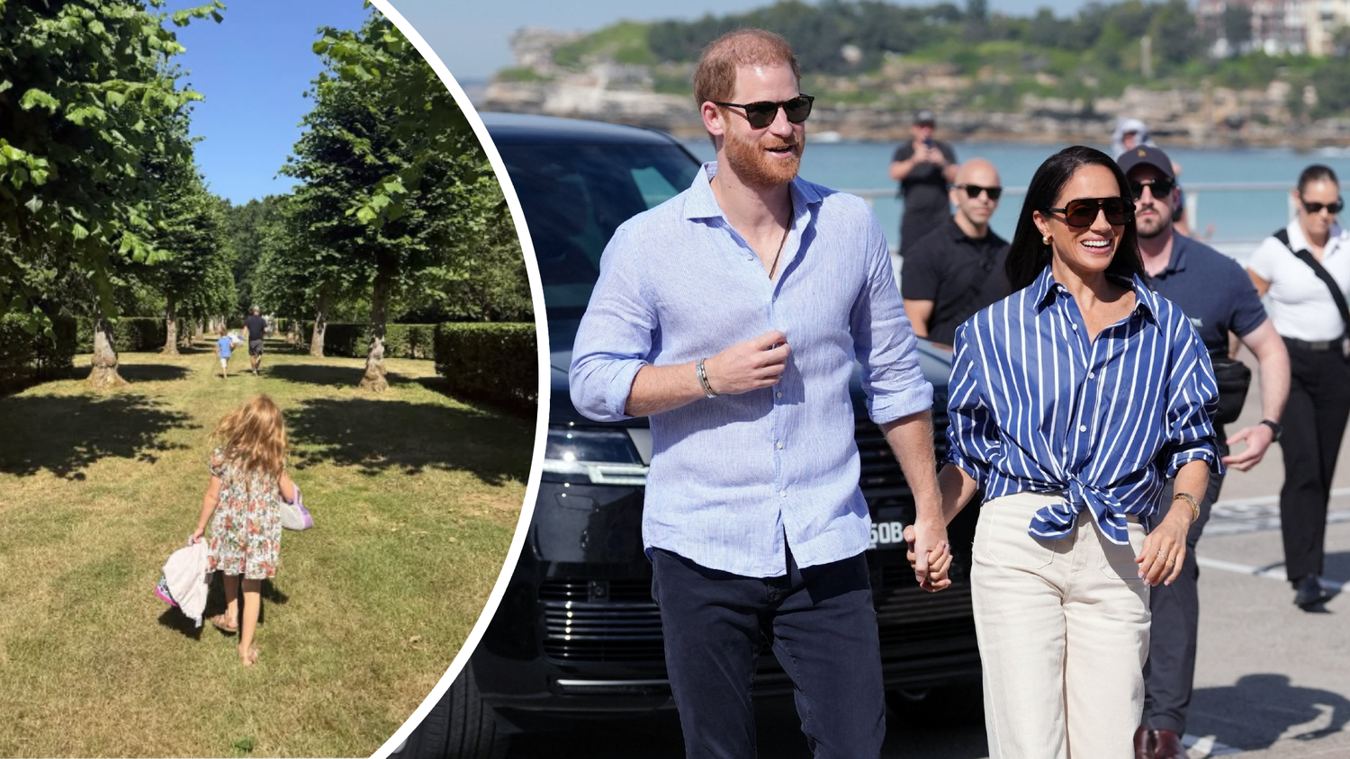 Ein Foto zeigt Harry mit Archie und Lilibet auf einer Wiese des Anwesens Althorp, auf dem Prinzessin Diana aufwuchs und auch ihre letzte Ruhestätte fand.
