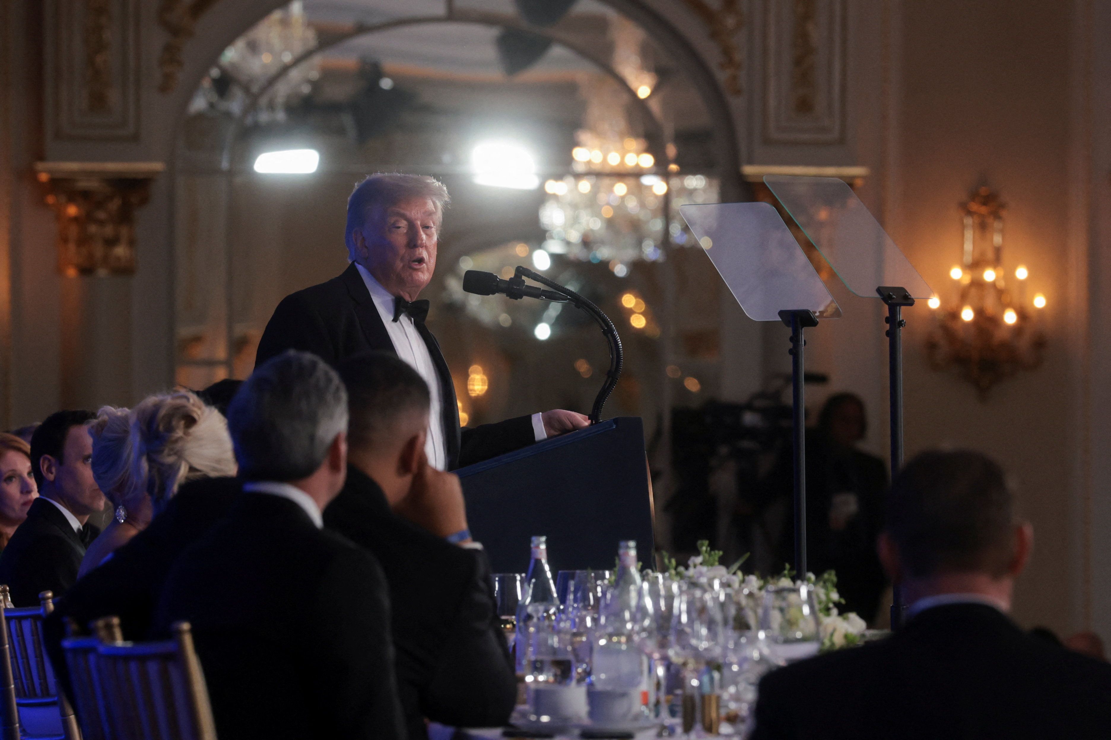 US-Präsident Donald Trump bei der nachgeholten Korrespondenten-Gala.
