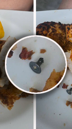 Schraube im Essen: Wiener Bäckerei sorgt für Ekel-Alarm. Mutter und Tochter finden Metallteil im Lahmacun. Rückerstattung angeboten.