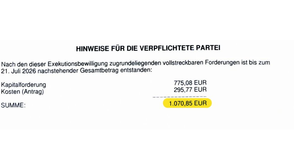 Kaum zu glauben: Das Inkassoschreiben schwarz auf weiß