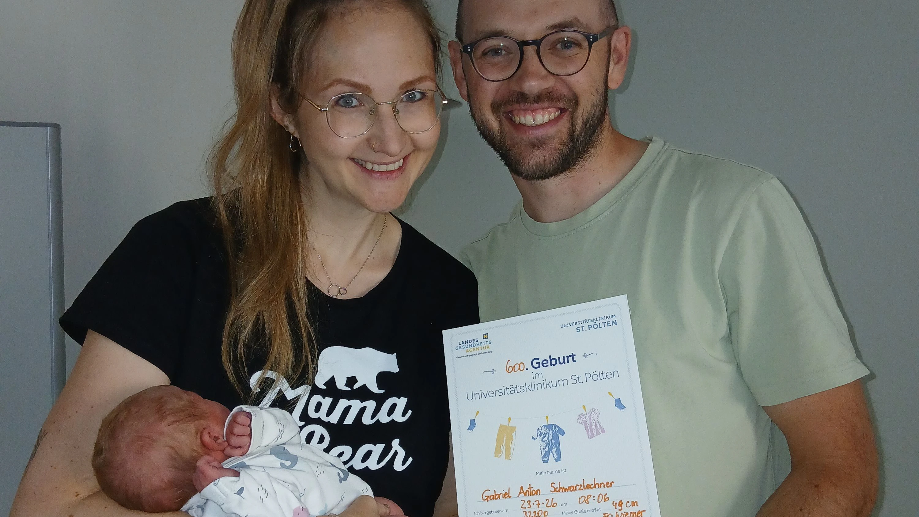 Heute.at - Baby Gabriel ist die 600. Geburt im Spital St. Pölten