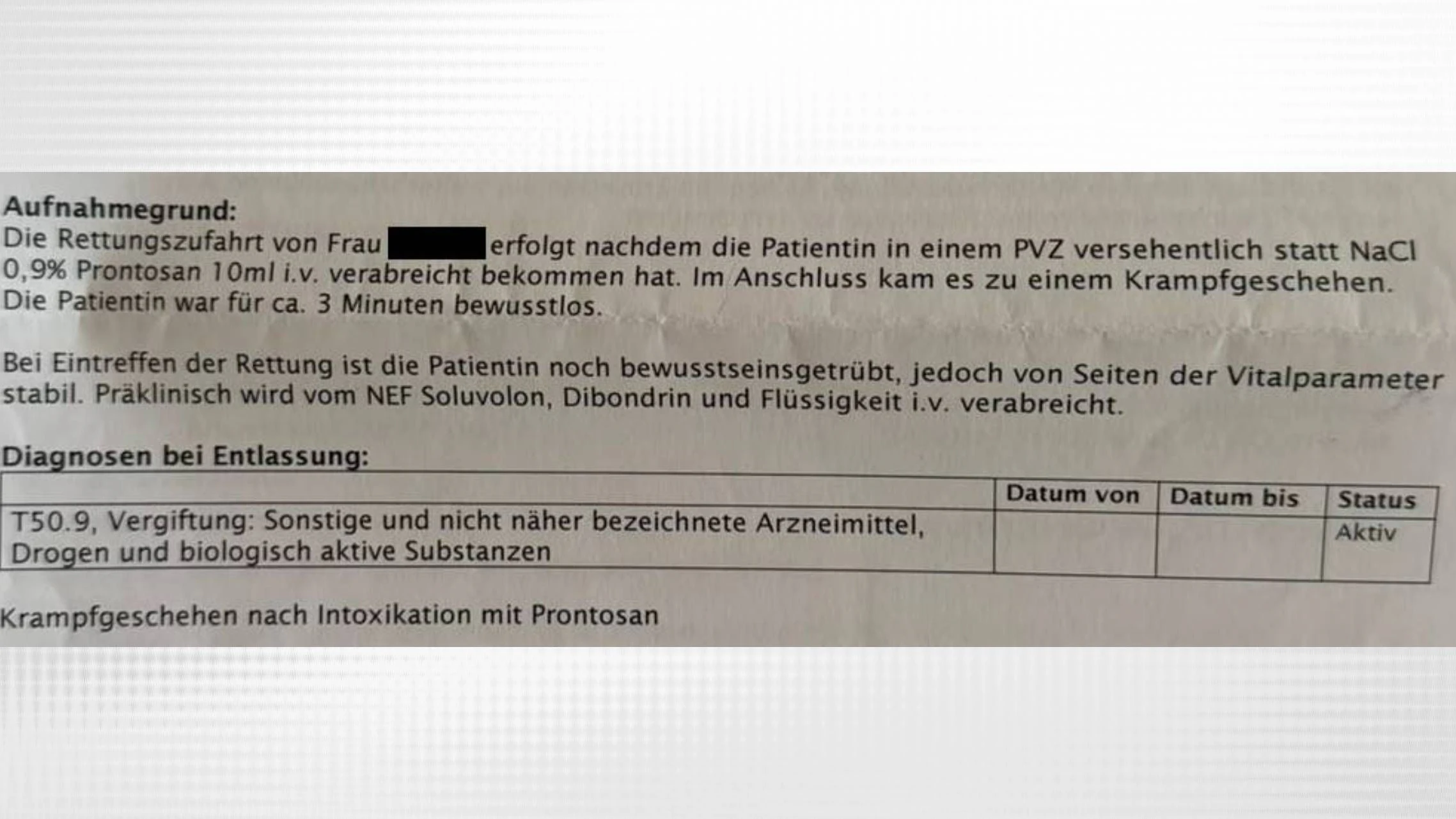 Die Klinik Hietzing bestätigte die Vergiftung mit Prontosan.