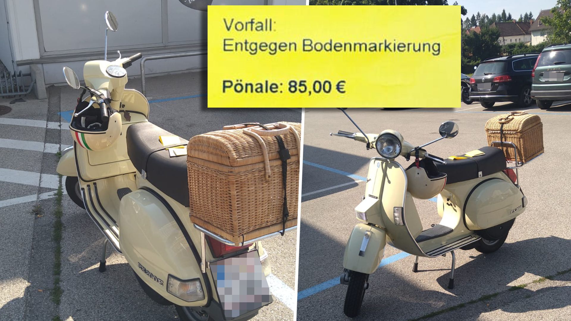 So stellte der 63-Jährige seine Vespa ab, nach nicht einmal zehn Minuten bekam er den Zettel mit der Geldstrafe.