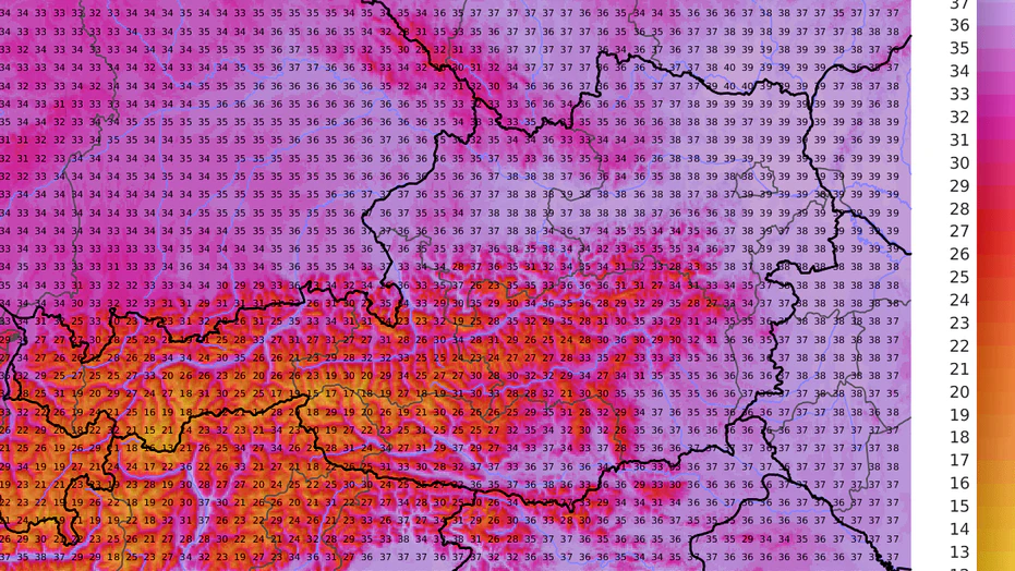 Die erwartete Höchststemperatur am Freitag, 31. Juli 2026, in Österreich