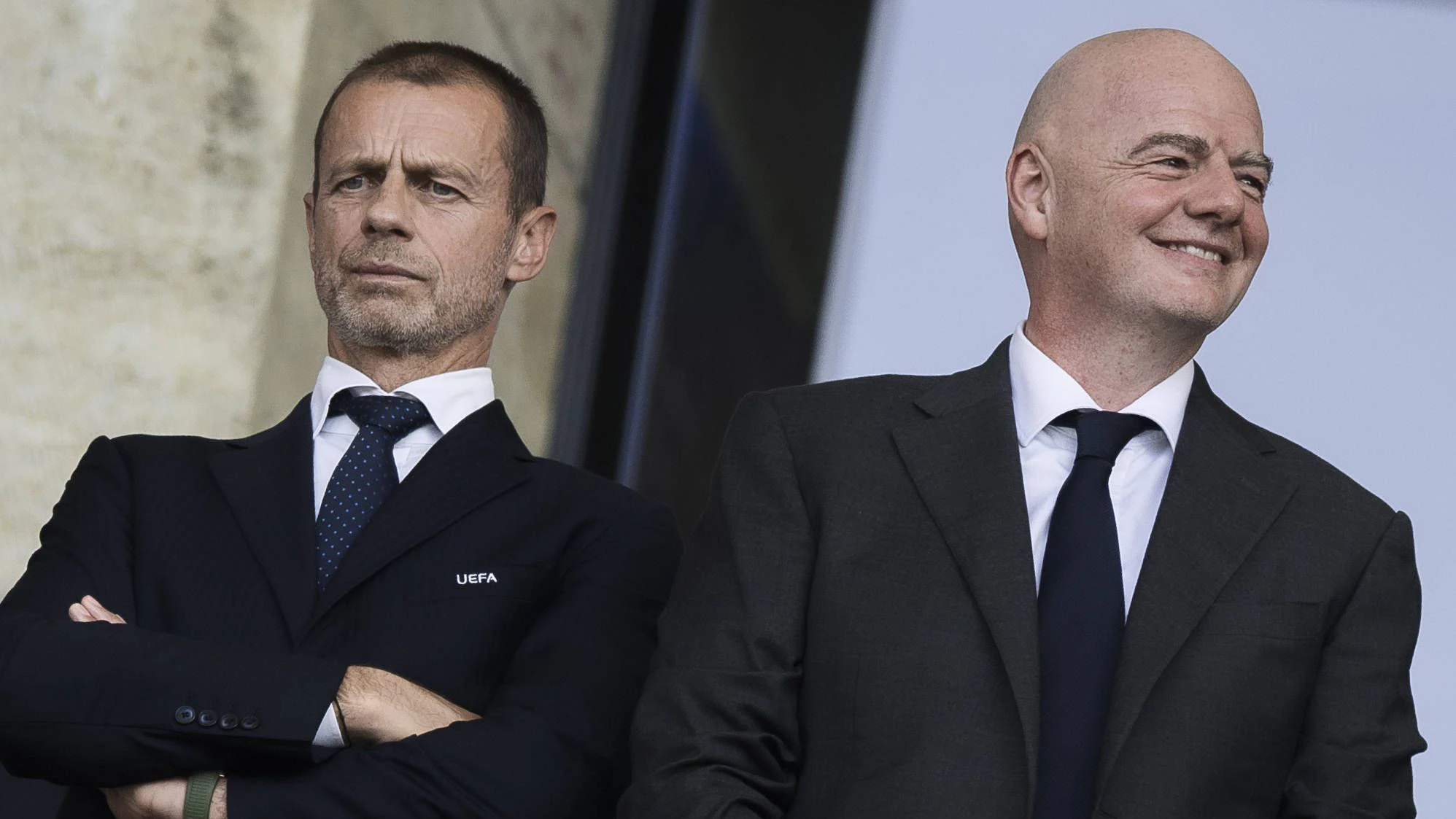 Switzerland v Italy - UEFA EURO, EM, Europameisterschaft,Fussball 2024 Aleksander Ceferin and Gianni Infantino look on prior to the UEFA EURO 2024 round of 16 football match between Switzerland and Italy. Berlin Germany Copyright: xNicolòxCampox