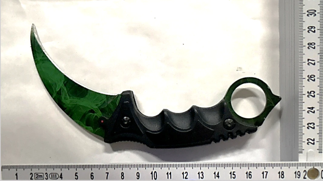 Die Tatwaffe: ein Hawkbill-Messer.
