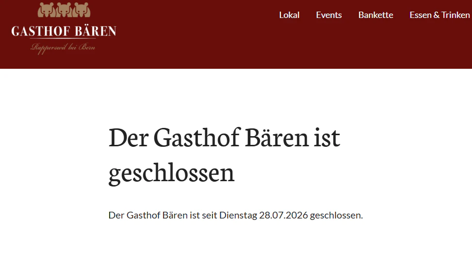 Der Gasthof Bären ist geschlossen