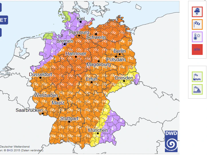 Die aktuellen Wetter-Warnungen für Deutschland