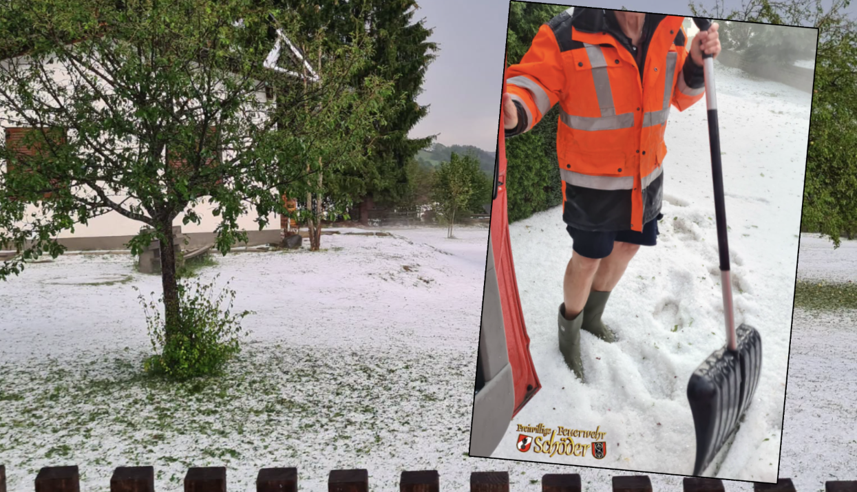 Heute.at - Bis zu 20 Zentimeter Hagel – Ort wurde komplett weiß