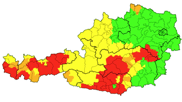 Die aktuellen Unwetter-Warnungen für 16 Uhr.