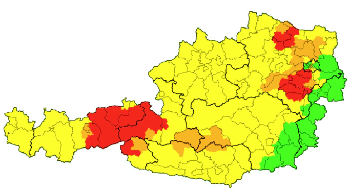 Gewitter und Hagel: Die aktuellen Unwetterwarnungen für Österreich (16 Uhr)
