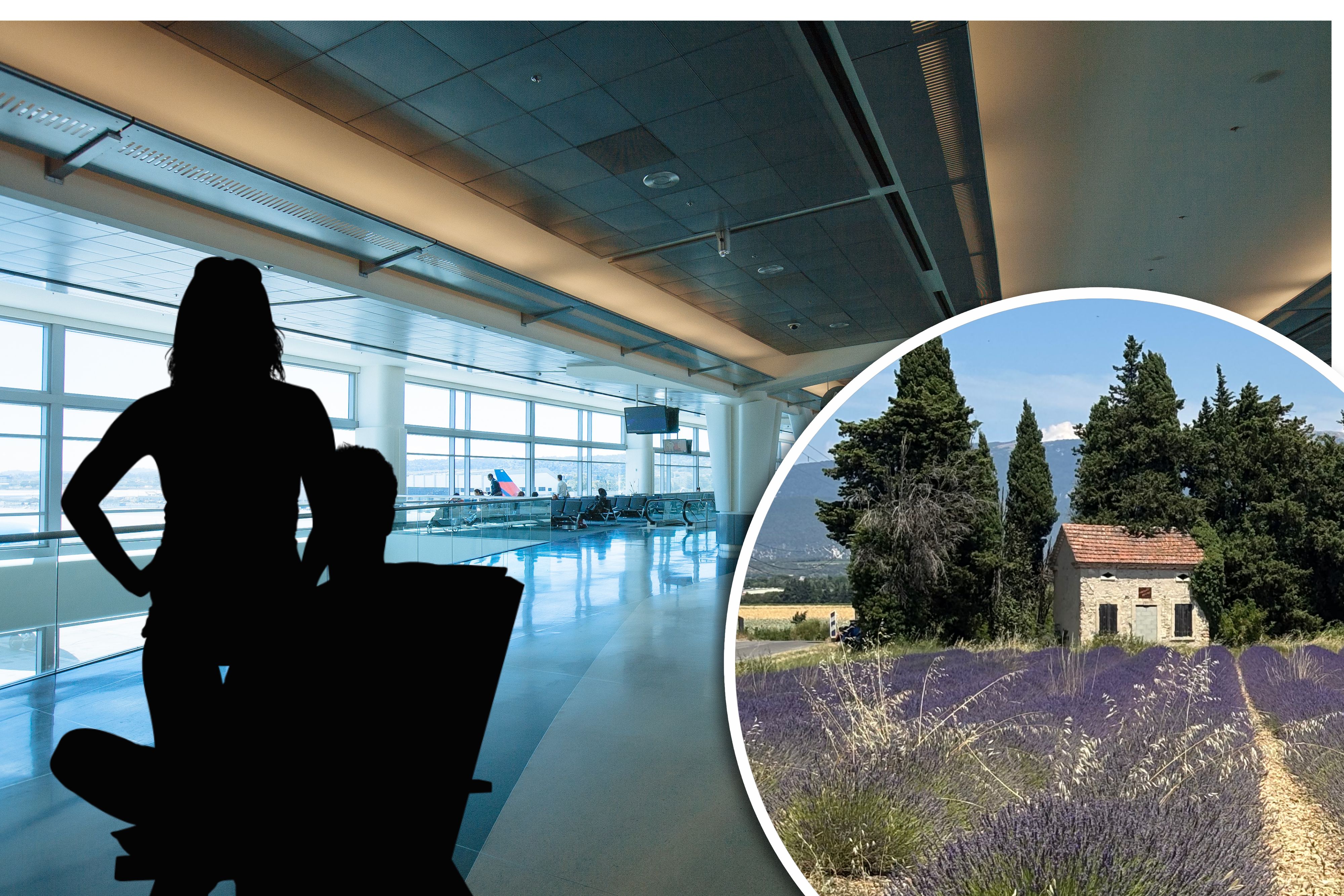Das Paar saß nach dem Traumurlaub in der Provence (r.) am Flughafen Marseille fest.