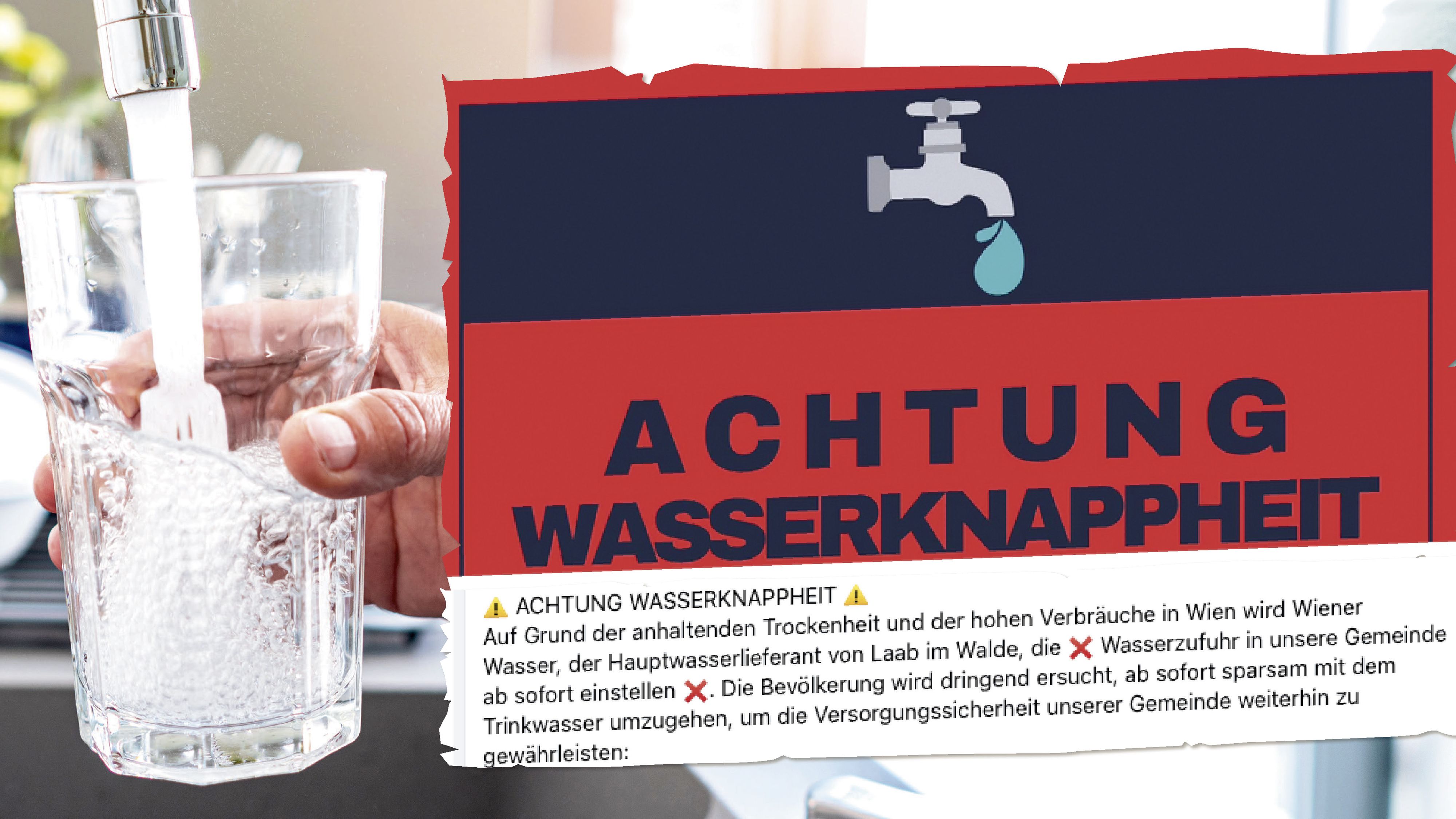 Wasserknappheit: Laab im Walde mit Warnung auf Facebook