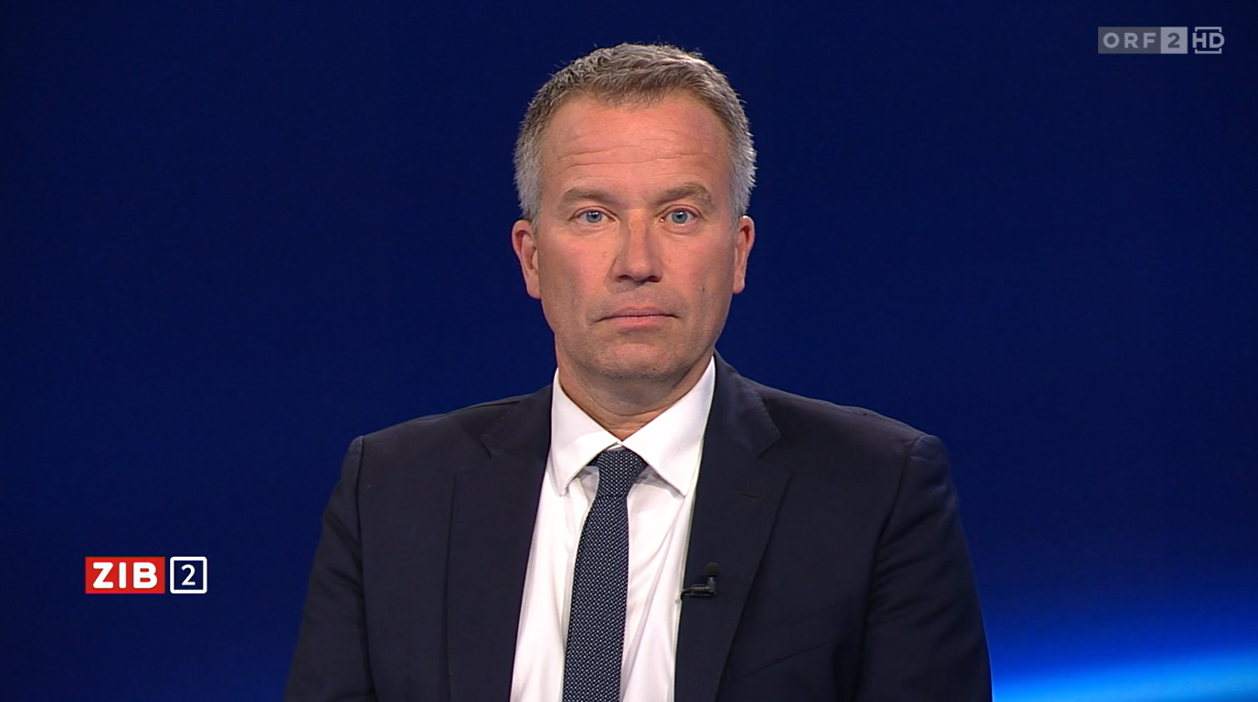 AMS-Boss Johannes Kopf als Studiogast in der ZIB2 am 3. August 2026. 