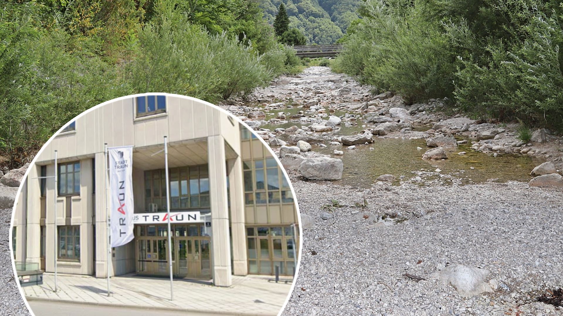 Dem Land geht das Wasser aus: Zahlreiche Bäche liegen schon trocken (im Bild der Rindbach bei Ebensee), auch die Stadt Traun ist schon 