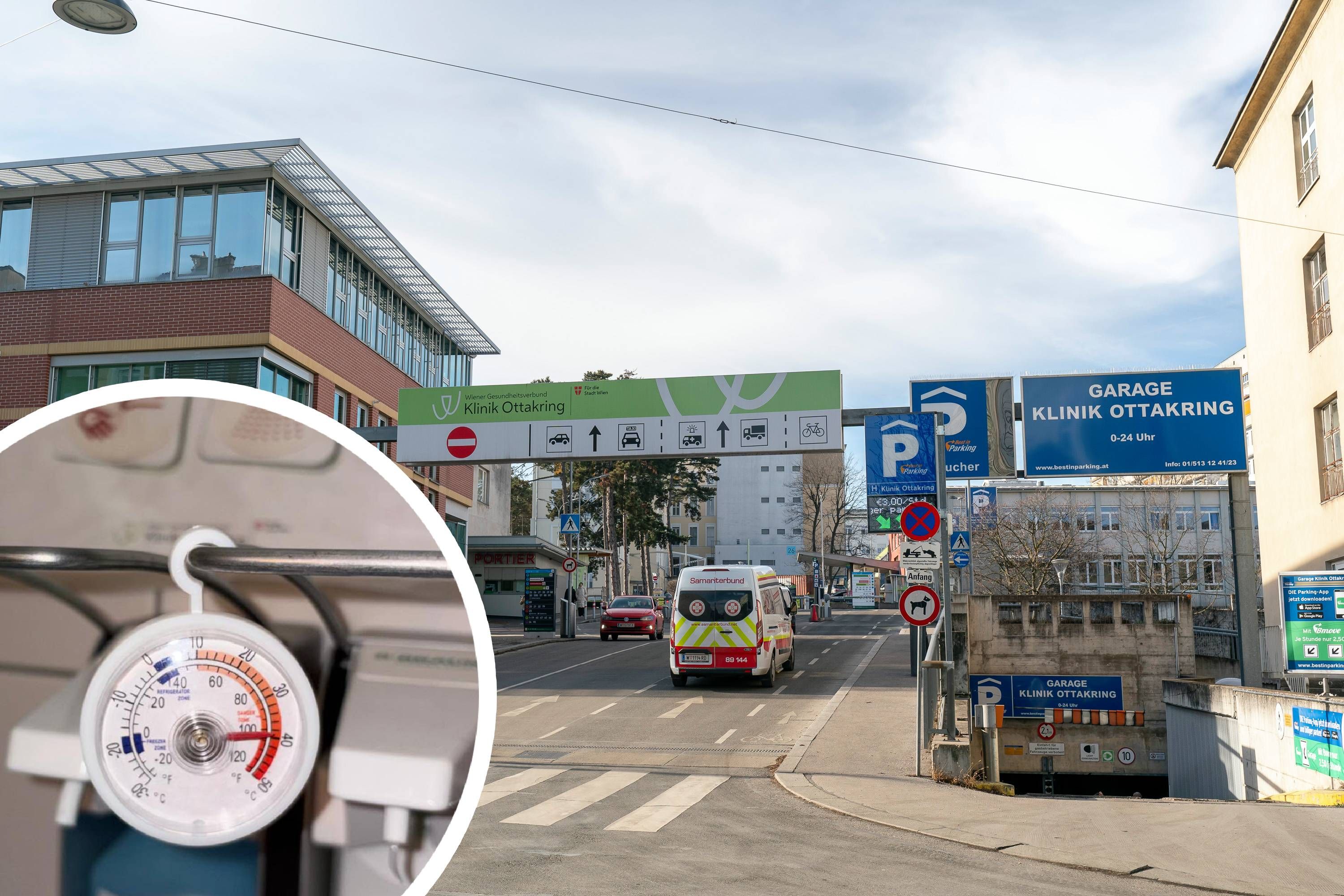 Temperaturmessungen in der Klinik Ottakring zeigen, wie sich die Räumlichkeiten dort seit Juli aufheizen.
