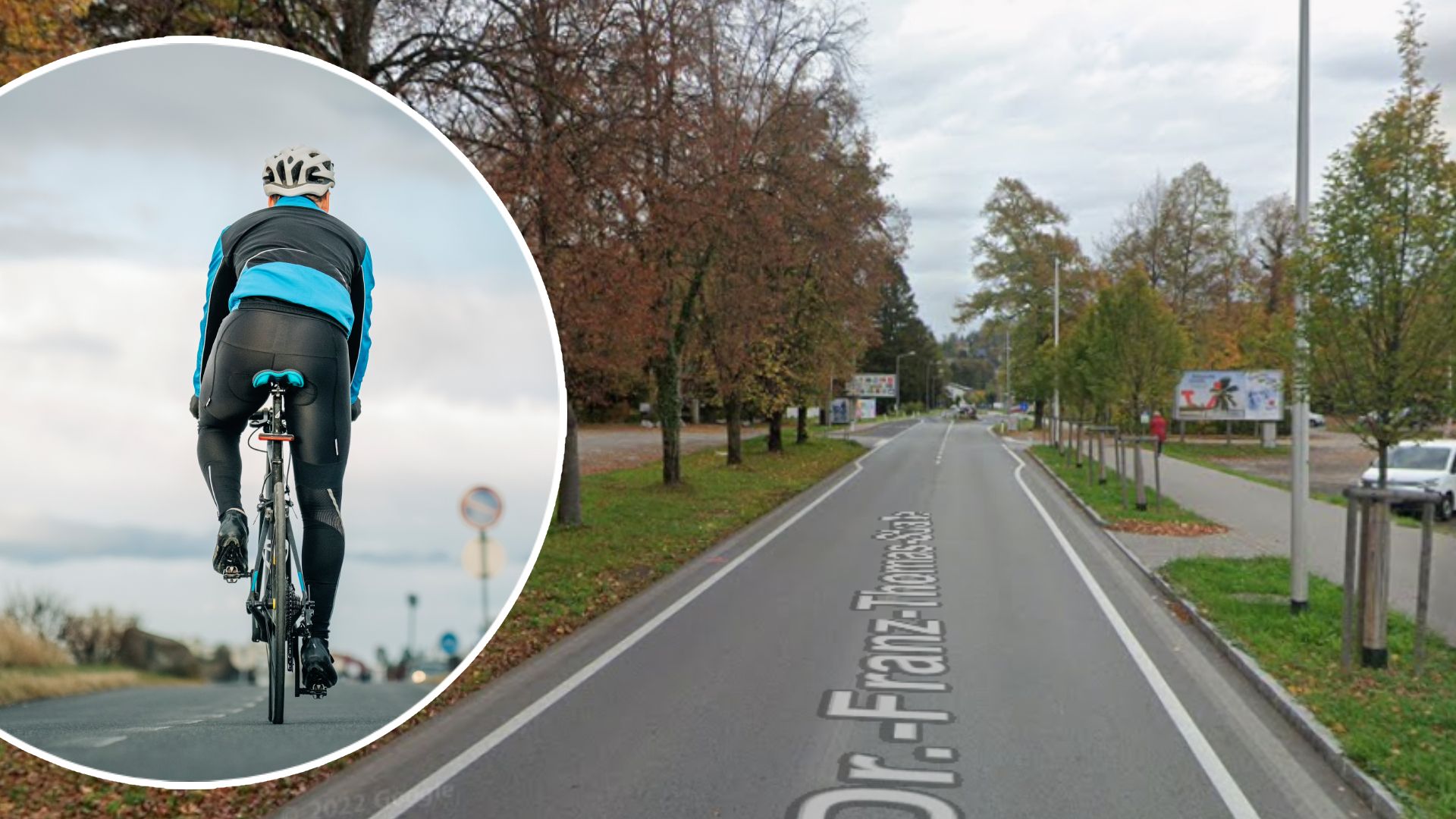 Der Rennradfahrer war auf der Dr.-Franz-Thomas-Straße unterwegs, als er vom 27-Jährigen von der Straße gedrängt wurde. (Symbolbild)