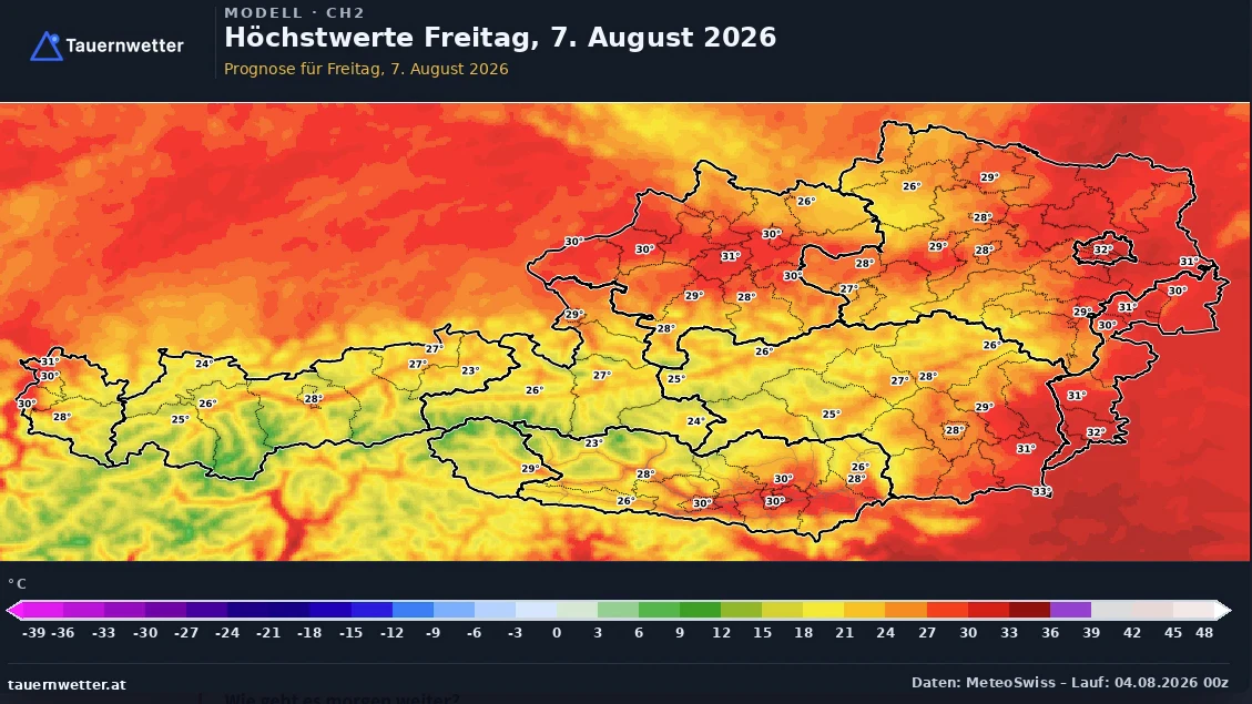 Die Wetter-Prognose für Freitag, 7. August 2026