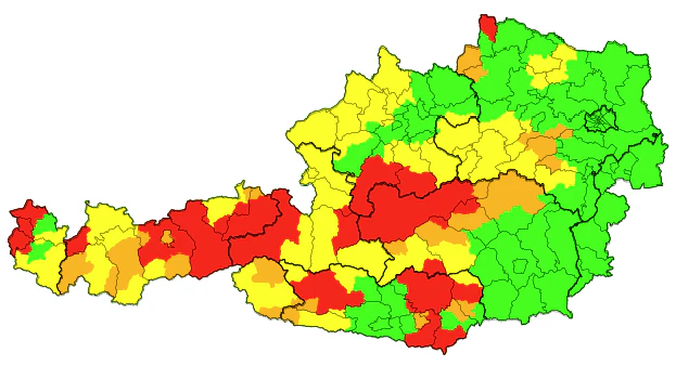 Die Unwetter-Warnungen um 18.40 Uhr. 