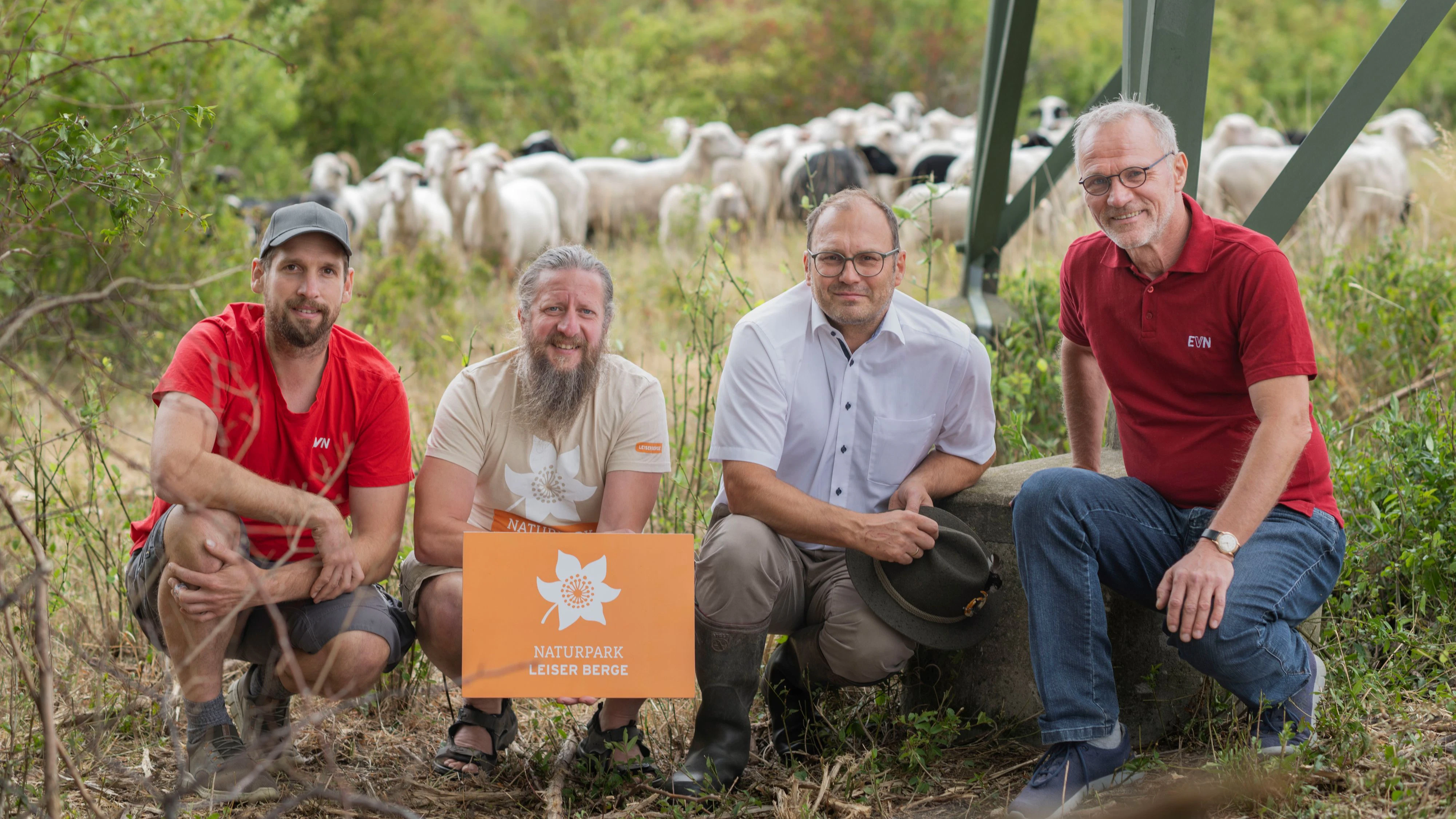 Christian Stürbl von der technischen Betriebsführung der EVN Naturkraft, Obmann Verein Leiserberge Alexander Ernst, Obmann Agrargenossenschaft Ronald Bauer, EVN Sprecher Stefan Zach