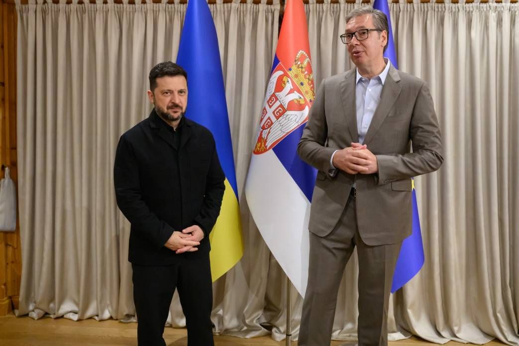  Serbiens Präsident Aleksandar Vučić  traf seinen ukrainischen Amtskollegen Wolodymyr Selenskyj.