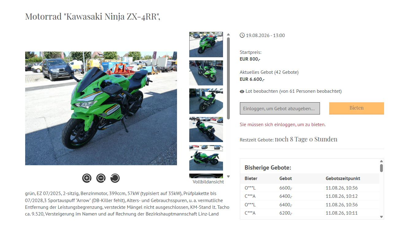 Heute.at - Schon 6.600 € geboten! Preiskampf um Raser-Motorrad