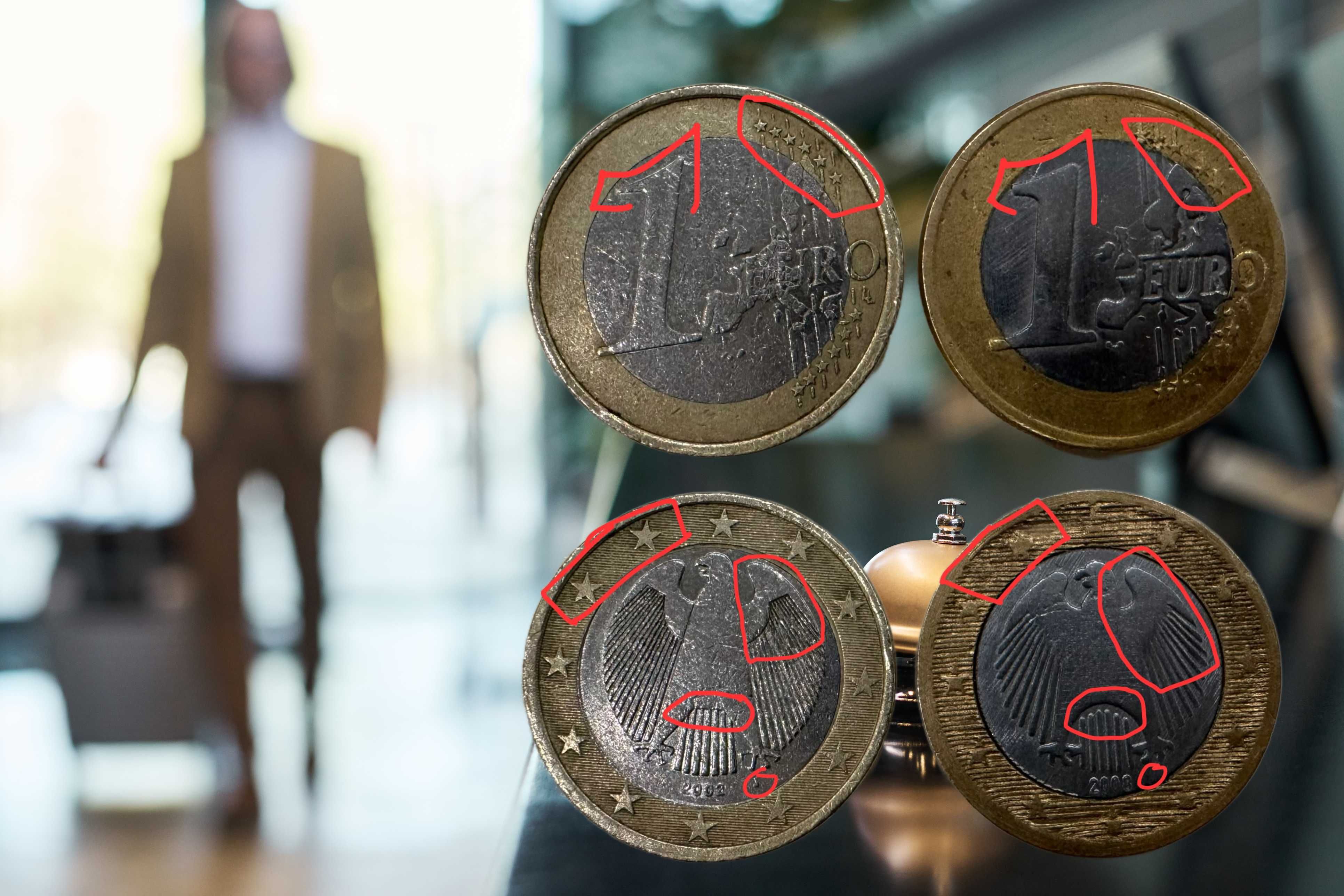 Frau zahlte in Hotel mit dieser gefälschten 1-Euro-Münze.