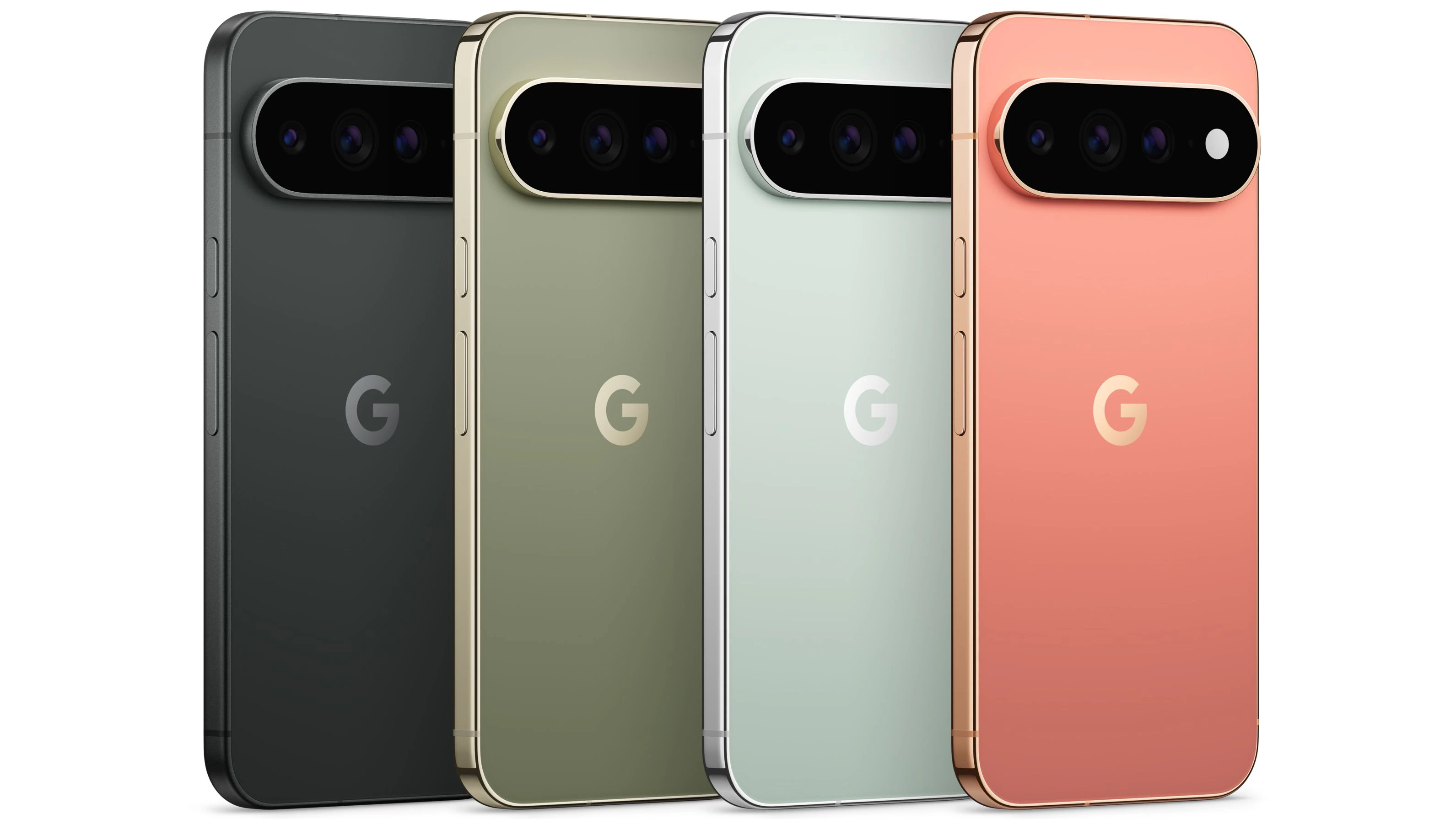 Die Farbvarianten des Pixel 11 Pro XL – neu sind Canyon, Olive, Fog, das klassische Obsidian wurde matt überarbeitet.