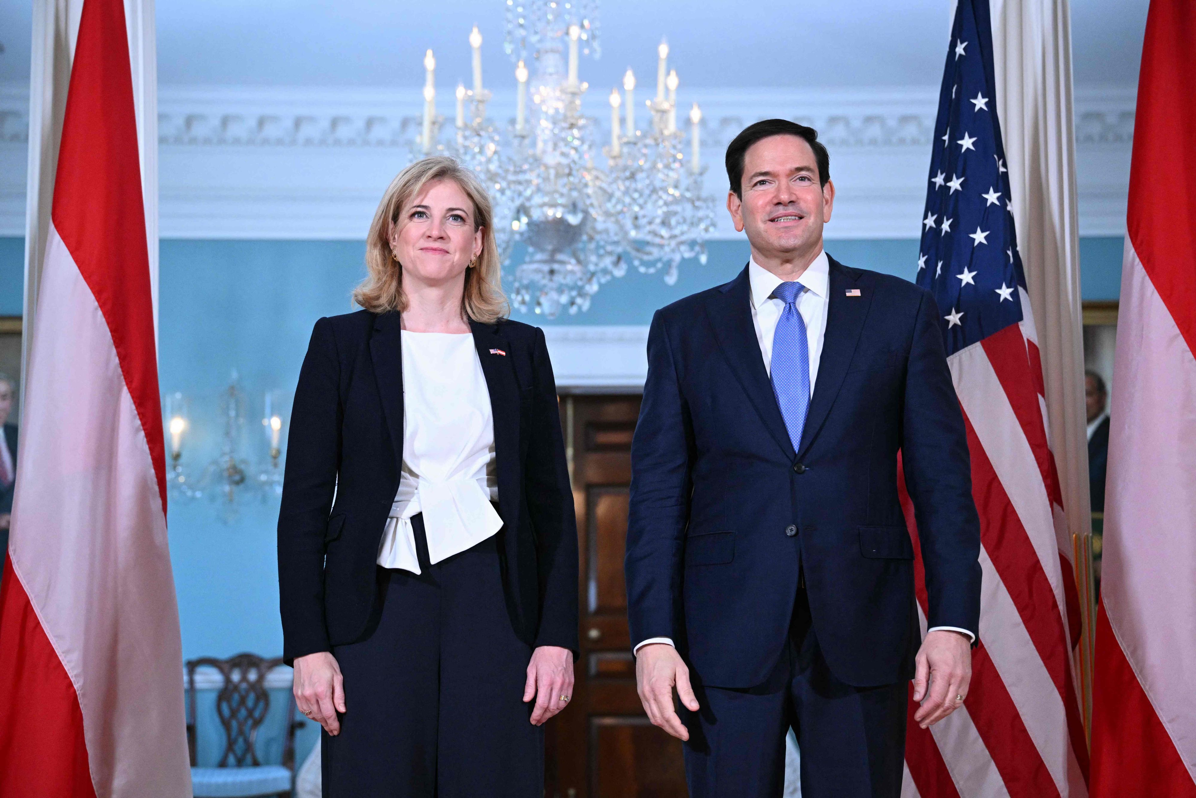 Außenministerin Beate Meinl-Reisinger (Neos) war am Dienstag bei US-Amtskollegen Marco Rubio in Washington.