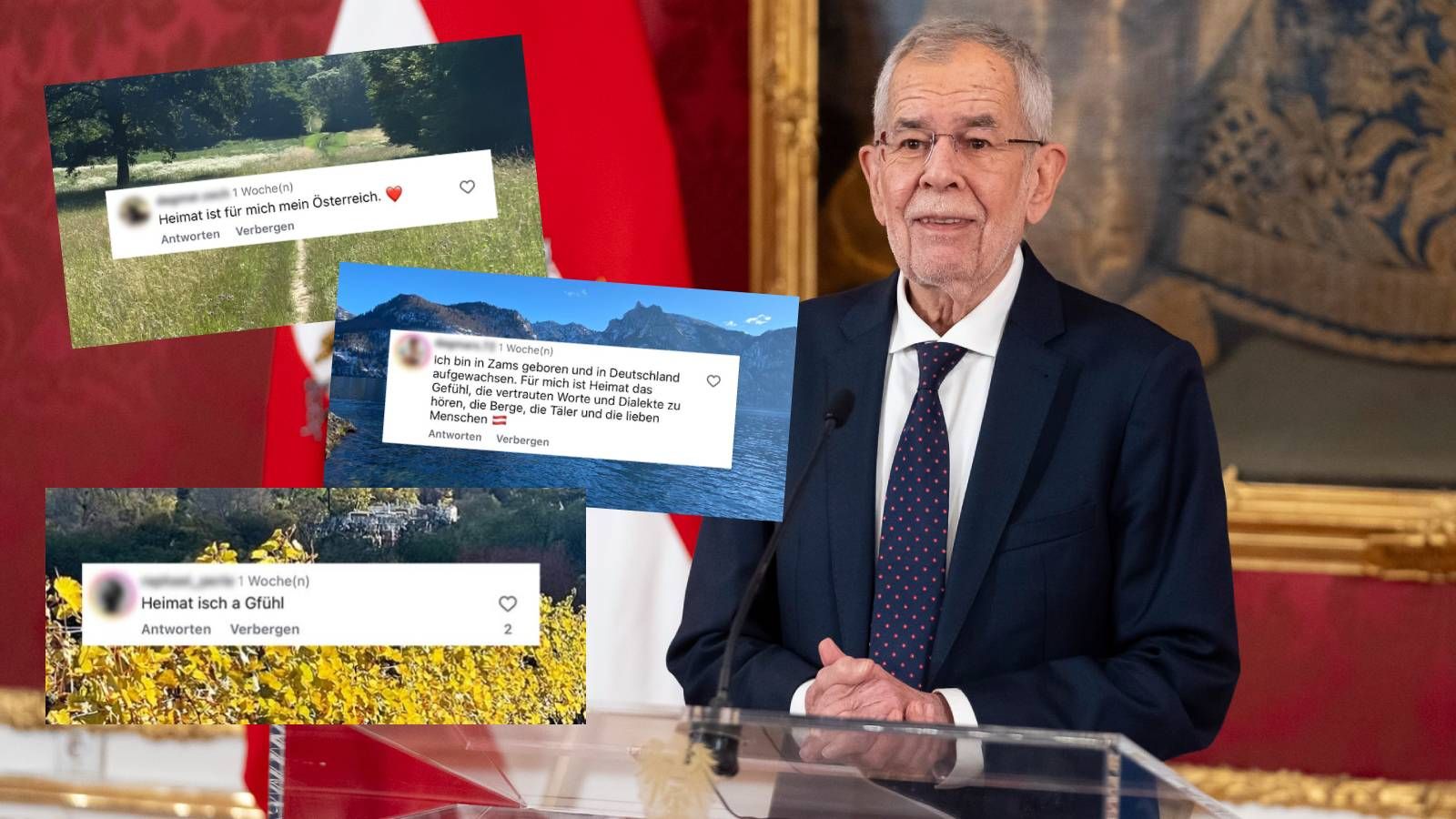 Bundespräsident Alexander Van der Bellen hat Instagram-Nutzer gefragt, was Heimat für sie bedeutet.